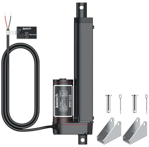 Justech 1500N 150mm Linear Actuator Motor 10mm/s Verstellantrieb Toröffner Linearmotor Elektro Zylinder Schubstangenmotor 12V DC Lineartechnik Electric Motor Putter Gleichstrommotor mit dB≦50 IP65