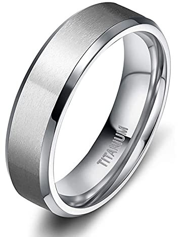 Zakk Damen Herren Ringe Titan Silber Matt Gebürstet Verlobungsring Partnerring Eheringe Trauringe 4mm 6mm 8mm 10 mm Breit (6mm,63 (20.1))
