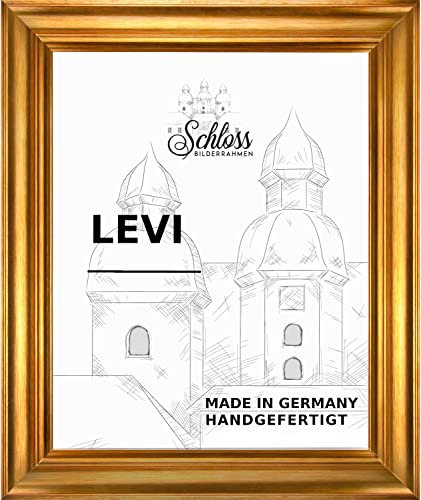 Bilderrahmen Barock Massivholz Donau 70 x 50 cm Farbe Gold Vintage mit entspiegeltem Kunstglas 1mm