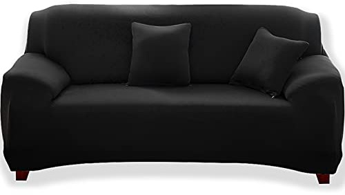 Teynewer 1-Piece Fit Stretch Sofa Cover, Sofa Slipcover Elastic Fabric Minimalism Style Chair Loveseat Couch Settee Sofa Covers Universal Fitted Furniture Cover Protector (3 Seater, Black)