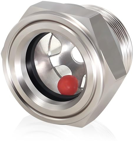 1/2'' NPT Male 304 Stainless Steel Oil Sight Glass Hex Head Sight Plug Liquid Level Gauge Oil Indicator Sight Window for Air Compressor Gearbox Fittings Hydraulic Tank