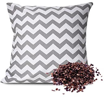Gesunder Schlaf Buchweizenkissen Kissen mit Buchweizenschale mit Reißverschluss, Buchweizen, orthopädisches Naturkissen, mit Innen- und Außenkissenbezug (Grauer Zickzack, 40 x 40 cm)