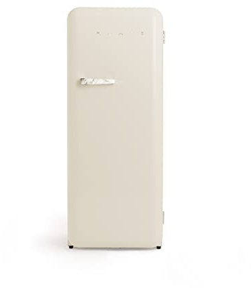 CREATE / RETRO FRIDGE 150 MARBLE/Frigorífico blanco roto maneta mármol con congelador 281L / 102W. bajo consumo. diseño vintage. 150cm. 3 estantes. regulador temperatura. botellero. 60x60x150cm