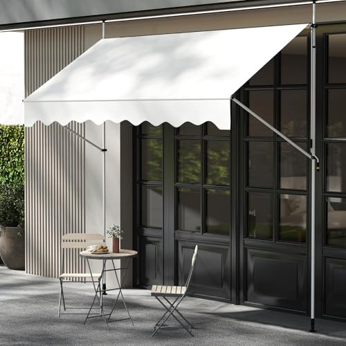 RELAX4LIFE Tenda da Sole per Esterno con Morsetto senza Forare, Telaio Telescopico, Telo Anti-UV, Altezza e Inclinazione Regolabile, Ideale per Balcone e Terrazzo (Beige, 300x175cm)