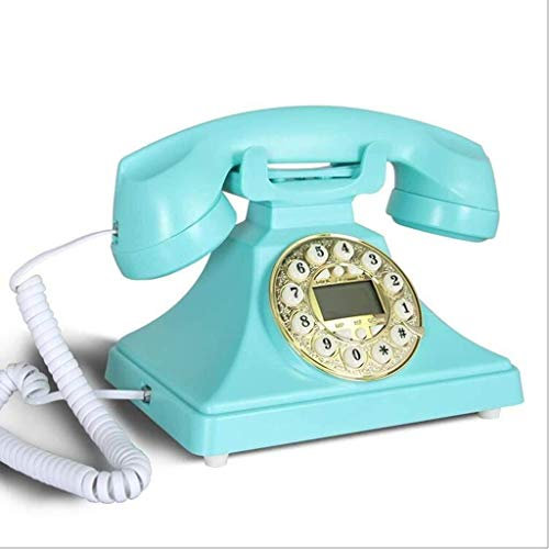 QHYXT Telefono Telefono di casa Blu Classico retrò Stile Vintage Anni '70 Telefono Fisso con Campanello Tradizionale e quadrante a Pulsante