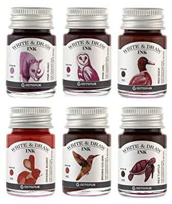 Octopus Write and Draw Ink Set DESERT, inchiostro impermeabile per scrivere e disegnare, inchiostro calligrafico, 6 x 6 x 10 ml