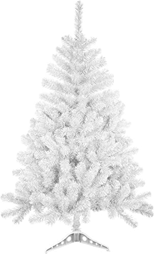 Arbre de Noël artificiel blanc - Dimensions 90-240 cm - Arbre de Noël feuillu - Support PVC (120 cm - 184 branches)