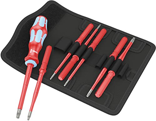 Wera - 05059040001 - Isolierter Schraubendreher Wechselklingen Satz, Kraftform Kompakt VDE Stainless 8 extra slim 1, 8-teilig