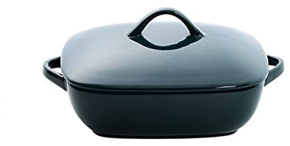 Mgiahekc Bakeware Sets with Lids, Square Ceramic Baking Pan with Handle, Non-Slip Bottom, Household Baking Pan,dark green