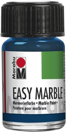 Marabu Easy Marble, Dark Denim Farbe 254, 15 ml Flasche – Marmorierfarbe für Bastelset & Kunstsets – Ideales Malgeschenk-Set für Erwachsene, ältere Kinder, Jungen und Mädchen, perfekt für Kunstbedarf