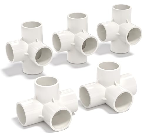 Bwintech Raccordo a T cubico a 4 vie in PVC a U, raccordo a gomito per tubo dell'acqua, 5 pezzi, 40 mm