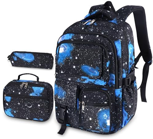 Schulrucksack Jungen Teenager Mädchen Kinderrucksack Daypacks Groß Schultaschen Set Laptop Rucksäcke für Schule Kinder Schulranzen 3 5-10 Klasse 7-16 Jahre Jungs Ranzen Mit Lunchpaket Federmäppchen