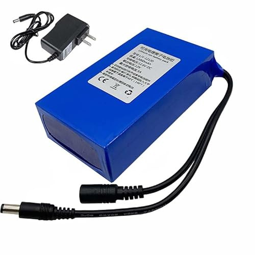 HSSYTZOUL Paquete Batería Litio 12 V CC Paquete Batería Iones Litio Recargable 12 Ah Potente Batería Polímero Litio Portátil Adecuada para Equipos Suministro Energía 12 V con Cargador,Blue12000mah