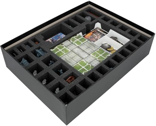 Feldherr Schaumstoff-Set + Kartenhalter kompatibel mit HeroQuest (2021): Der Mond des Schreckens - Grundspielbox - Miniaturen + Zubehör schützen + aufbewahren