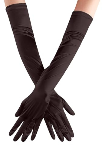 TIMIYUYU Lange Ellenbogen Satin Handschuhe Elegante Abendhandschuhe 1920s Opernhandschuhe Satinhandschuhe für Frauen Satin Classic Opera Party Hochzeit Braut Handschuhe Elastisch für Cosplay Karneval