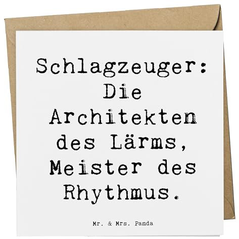 Mr. & Mrs. Panda Deluxe Karte Spruch Schlagzeug Architekten - Geschenk, Lernen, Musiker, Band, doppelkarte, Dynamik, faltkarte, Glückwunschkarte, Beats, Musik, Klappkarte, Instrument, Trommeln