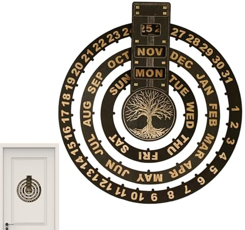 Kalender Aus, Rotierender Kreiskalender, Holzkalender-Dekoration 2025, Vintage-Tischkalender Mit Graviertem Zifferblatt, Für Wand Und Tisch Im Landhausstil