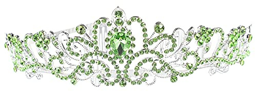 BELLIFFY Brautkrone wedding hair accessories brauthaatschmuck Vintage Kopfbedeckung Braut Tiara aus Strass die Krone Haarschmuck für die Hochzeit Zarte Krone handgemachtes Kronendekor Green