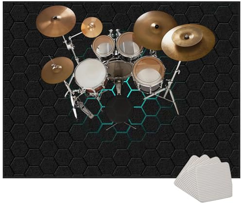 Drum Rug Drum Mat Soundproof Mat 120 x 80 cm Drumming Drum Rugs Professional Non-Slip Drum Blanket For Electronic Jazz Drum Kit Bass Drum Snare And Other Musical Instrument Mat Rectangle Drum Carpet