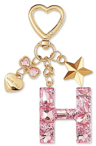 ZVRSUA Schlüsselanhänger Buchstabe,Süß Schlüsselanhänger Glitzer Strass Teenager Mädchen， Handtaschen-Anhänger，Keyring Letter Keyring with Initial，Geschenke (Rosa Buchstabe H)