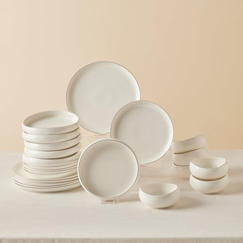 Karaca Streamline Hole Service de Table 24 Pièces pour 6 Personnes, Vaisselle en Porcelaine Fine avec Assiettes, Bols, Plats de Service, Élégant et Idéal pour les Occasions Spéciales, Blanc