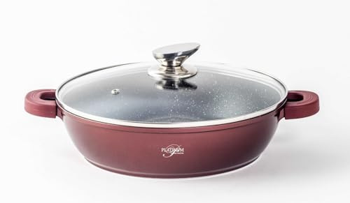 Platinum Servierpfanne Schmorpfanne Kochtopf mit Deckel Induktion 28cm Aluguss