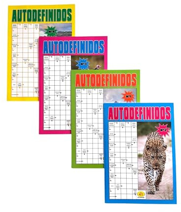 Autodefinidos Pack De 4 Libros Pasatiempos En Español para Adultos Y Mayores Letra Grande En Blanco y Negro