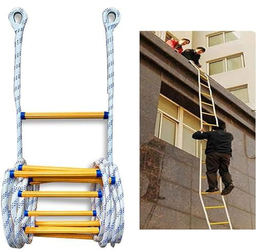 LUMSGN Scala di Salvataggio, Scala di Corda Riutilizzabile per Una Fuga sicura dal Lavoro in Quota, Scala di Emergenza antincendio compatta e Leggera (Dimensioni: 3-45 Metri), 8 m/26,2 Piedi