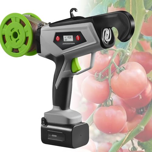 VNATWGOO Atadora De Plantas con Pantalla Led, Atadora De Plantas PortáTil Recargable para Vides AgríColas, Herramienta Atadora De Plantas Ajustable E Impermeable