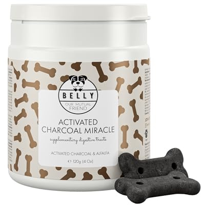 Belly® Biscotti Digestivi per Cani con Carbone Attivo – Snack Naturale per Diarrea, Prurito e Alitosi – Supporto Intestinale con Fibre Naturali – Gusto Vaniglia – Integratore per Cani (120g)