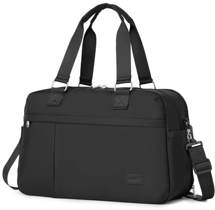 KONO Reisetasche Damen Herren,Sporttasche Expandierbare Weekender Wasserabweisend ​Trocken-Nass-Trennungsbeutel Travel Bag für Reisen, Gym, Arbeit, Strand,Freizeit (Schwarz)
