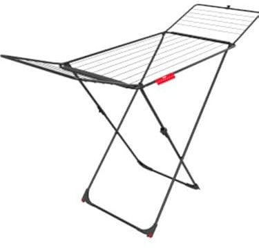 Vileda Universal Ultimate schwarzer Wäscheständer – hält 2 Waschladungen mit 18 m Trockengestell Platz mit Sockenaufhänger – Rollen für einfachen Transport – kompakter Wäschetrockner