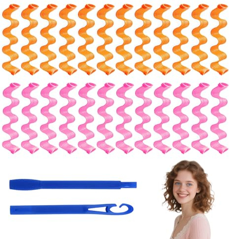 24 Stück lockenwickler über nacht, waveformers hair, 2 Styling-Haken im Lieferumfang Enthalten, Keine Erwärmung Erforderlich, für Langanhaltende Locken, für Alle Haarlängen Geeignet (30 Cm)