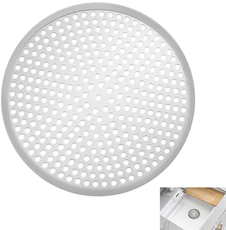 Shower Drain Hair Catcher, Shower Stall Drain Protector Reusable, 12 x 12 x 0.35 cm Silicone Rimmed Plughole Hair Catcher Trap Cover, Stainless Steel Water Drainage & Hair Trapping for Bathroom Shower