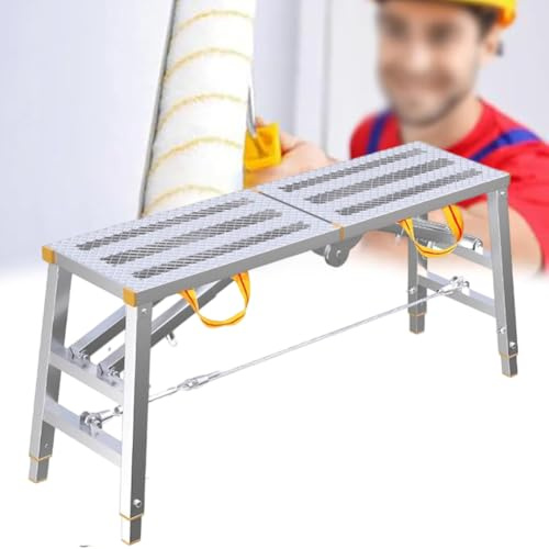 TT-YEC Equipo De Andamio De Alta Resistencia Con Altura Ajustable, Longitudes De Mesa De 55 A 78,7 Pulgadas, Reposapiés Plegable, Taburete Pintado Para Paneles De Yeso,A 160cm