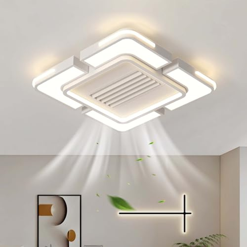 ZYGPH Ventilatore da soffitto Moderno Senza Pale con modalità Aria Calda e Fredda, Telecomando Tramite App, lampade LED dimmerabili a 3 Colori, 6 velocità per soggiorni e camere da Letto