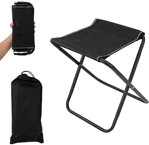 Tunejoy Mini Sgabello Pieghevole Portatile Sgabello da Campeggio Pieghevole con Borsa di Stoccaggio per Esterno Pesca BBQ Escursionismo Viaggi Spiaggia e Giardino Resistente 120kg