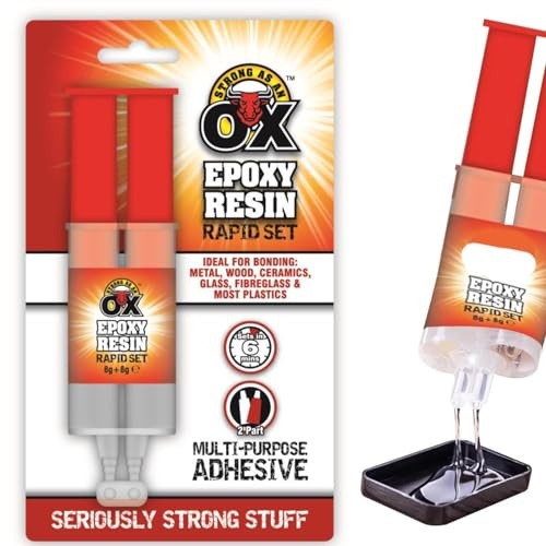 SAAO Epoxy Resin Rapid Set Adhesive | High Strength 2-Part Multi-Purpose Glue | Fast 5-Minute Cure | Bonds Metal Wood Ceramics Glass & Plastics | Double Syringe Applicator | Repair Epoxy - 2943