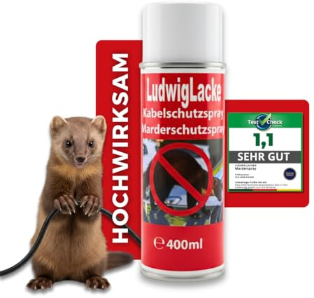 LudwigLacke Marderschutzspray Kabelschutzspray 400 ml – Zuverlässiger Schutz gegen Marderverbiss Marder Schutz Spray Marderabwehr Marderspray Kabelschutzspray