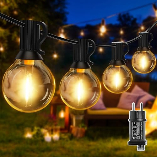 Ollny 20M LED Lichterkette außen 25+2 G40 GlühbirnenWasserdicht mit Strom