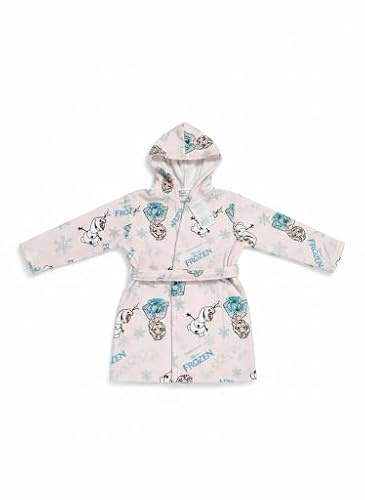 Disney Albornoz Infantil de Microfibra con Capucha, Diseños Frozen, Minnie Mouse y Spider-Man, Secado Rápido, Suave y Ligero, con Cinturón Ajustable (FR/ES, Edad, 5 años, 6 años, Frozen)