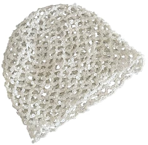 Greabuy Glitterhatt med justerbara och glittrande paljettdesign ihålig slokning för kvinnor daglig outfit festkläder glitter slouch för kvinnor, Vitt, one size