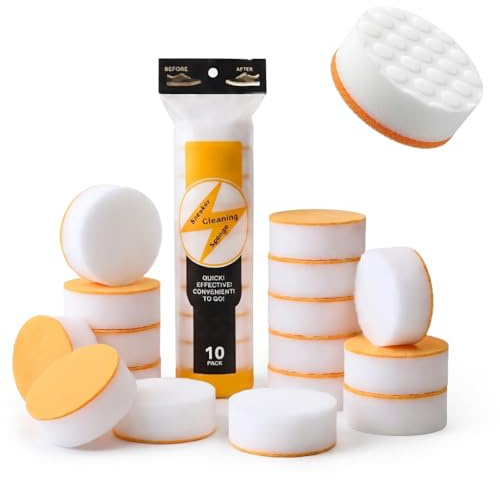 Magic White Trainer Cleaner Sponge - 10 Pack Magic Sponge Eraser for White Shoes Instant Dual Layer Technology, Portable Melamine Stain Eraser Sponge for Trainer & Sneaker, Reusable Shoe Whitener