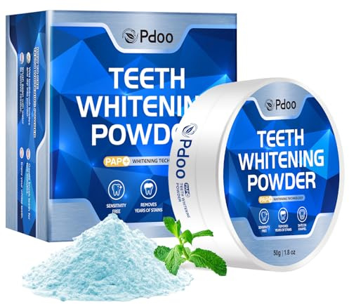 Teeth Whitening Powder Pap+ 50g - Effective Teeth Whitening - Enamel-Safe & Sensitivity-Free & Peroxide-Free - Teeth Whitening Kit that Removes Coffee, Tea, Wine Stains - Mint Flavor - 12 Month Supply