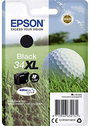 Epson Original Golfball DURABrite 34XL extra große Einzel-Tintenpatrone Schwarz – 1 x 16,3 ml – Original Epson Tintenpatronen für optimale Druckergebnisse