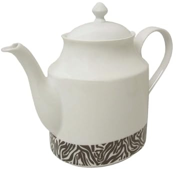 CAFETERA TETERA OVALADA 1400ML PORCELANA CEBRA NEGRO