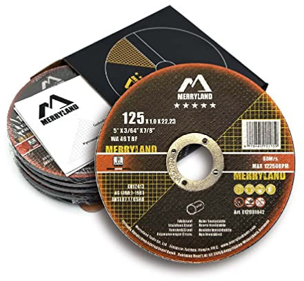 Merryland Cutting Disc 125 Metal for Angle Grinder, 125 X 1.0 X 22.23 mm Cutting Wheel 25 Pieces, INOX Stainless Steel Iron 5 inch Type 41, Expert-Line E12081042