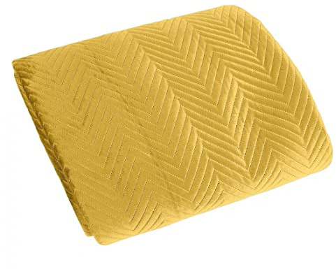 Eurofirany Exklusive Decke Tagesdecke Glamour 200x220 170x210 Steppdecke Bettüberwurf Überwurf (Sofia Gelb, 220 x 240 cm)