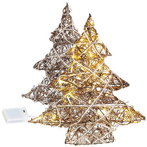 Lunartec Adventsdekos: 2er-Set handgefertigte Deko-Weihnachtsbäume mit je 20 warmweißen LEDs (LED Deko-Tanneäbaume, Weihnachtsbeleuchtung, Baum)