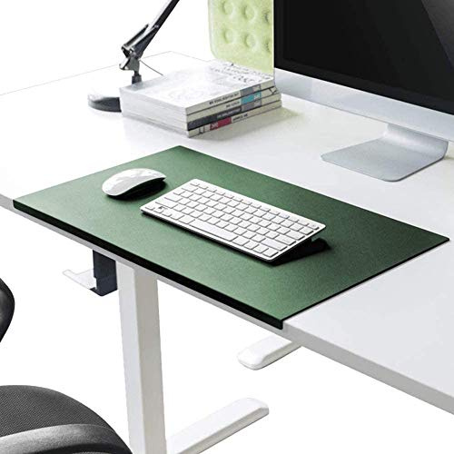 Schreibtischunterlage mit Kantenschutz gewinkelt / 90° abgewinkelt Rutschfeste Weichem Leder Schreibunterlage Mausunterlage für Büro Hause Office Laptop PC Pad, 120 x 60 cm, Grün